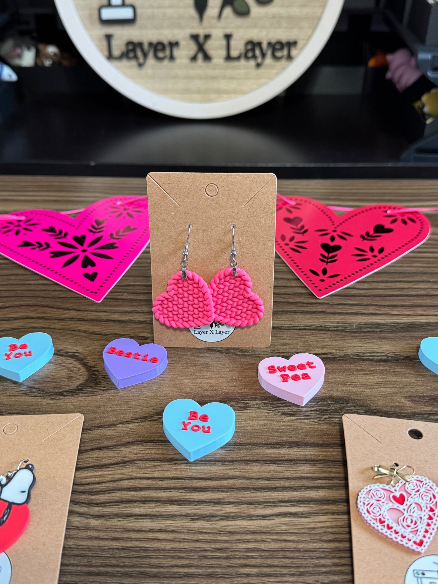 Heart Knitted Style Earrings