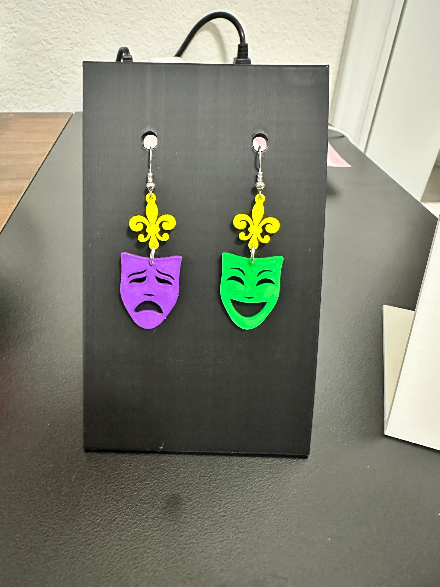 Mardi Gras Comedy Faces Earrings