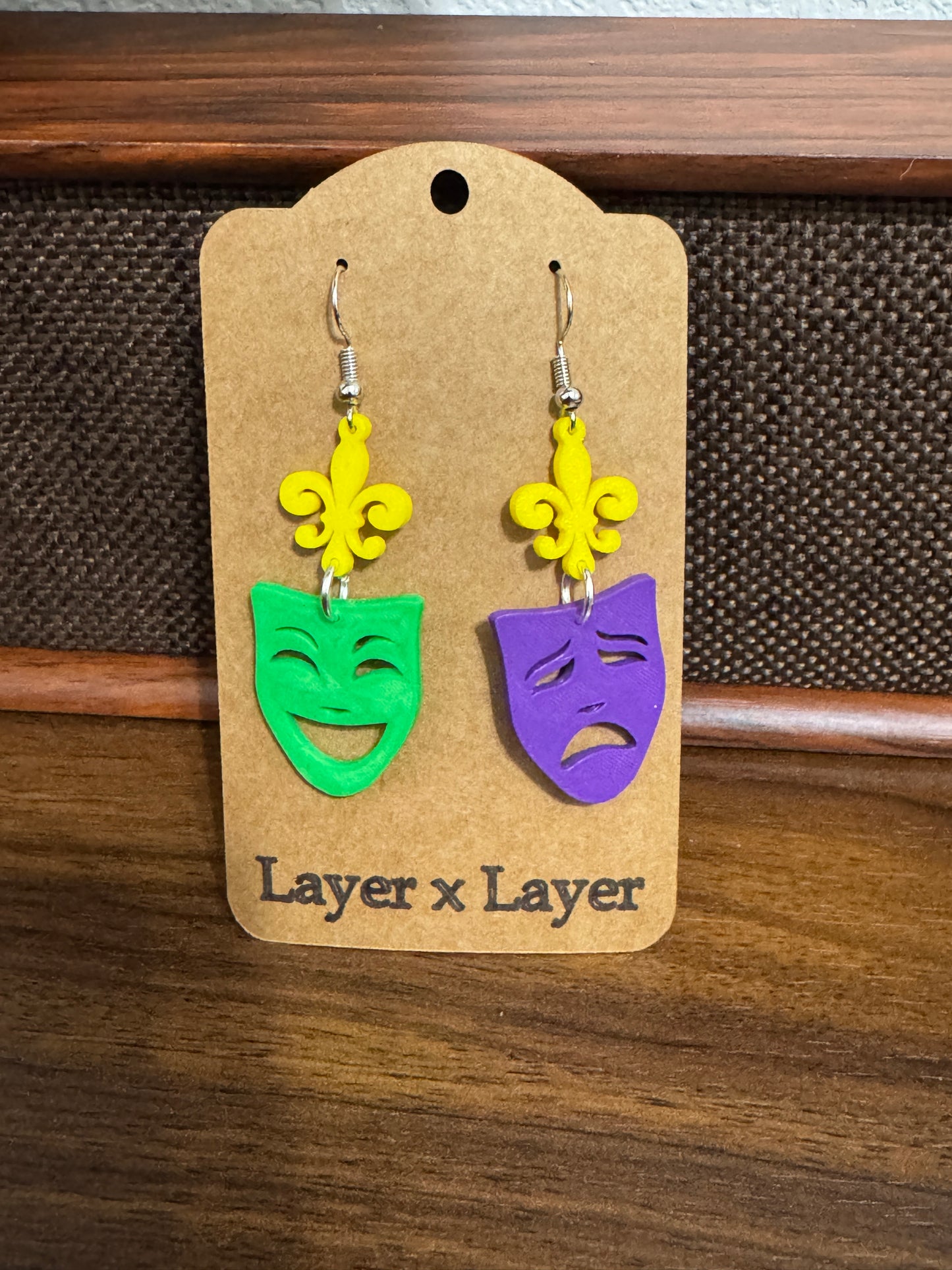 Mardi Gras Comedy Faces Earrings